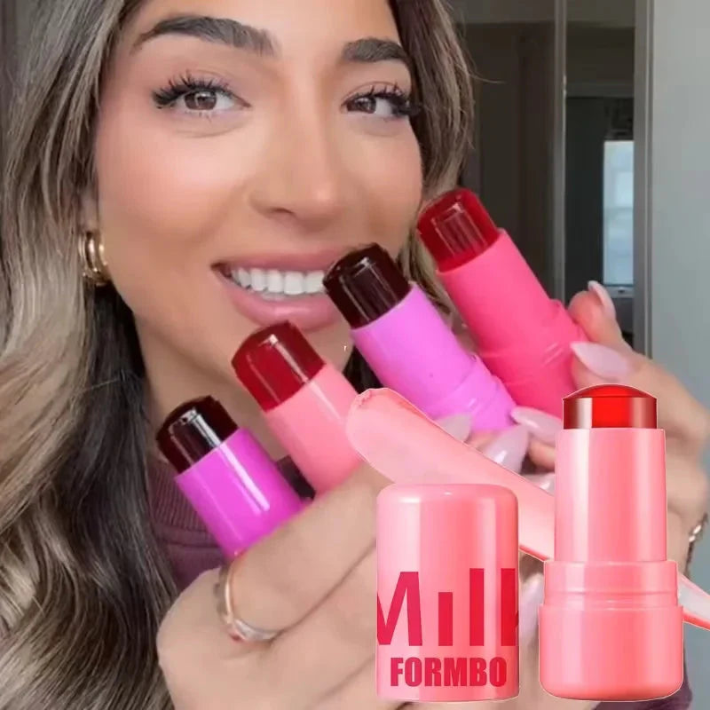 3-in-1 Milk Jelly Tint Facial Blusher Wand Moisturized Long Lasting Matte Rouge Cheek Contour Lipstick Sticker Beauty Makeup-0